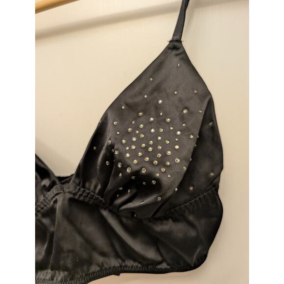 Victoria's Secret Triangle Bralette Rhinestone Embellished Black Small Intimates - Picture 3 of 5